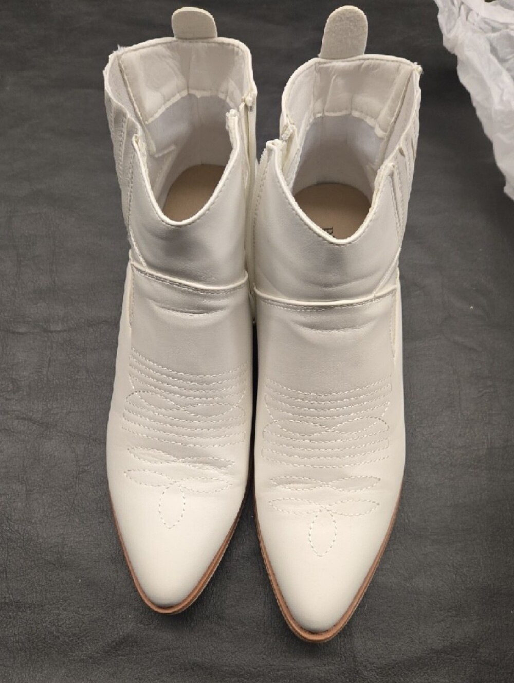 Pierre Dumas White Ankle Booties with Side Zip - Picture 2 of 4